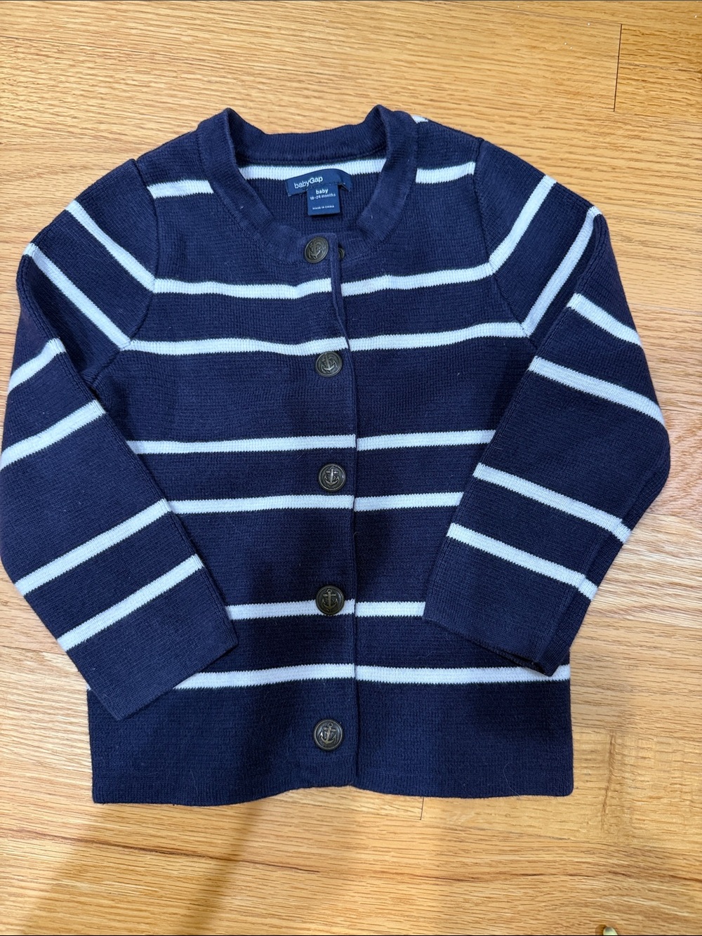 GAP Navy and White Striped Knit Cardigan - GAP